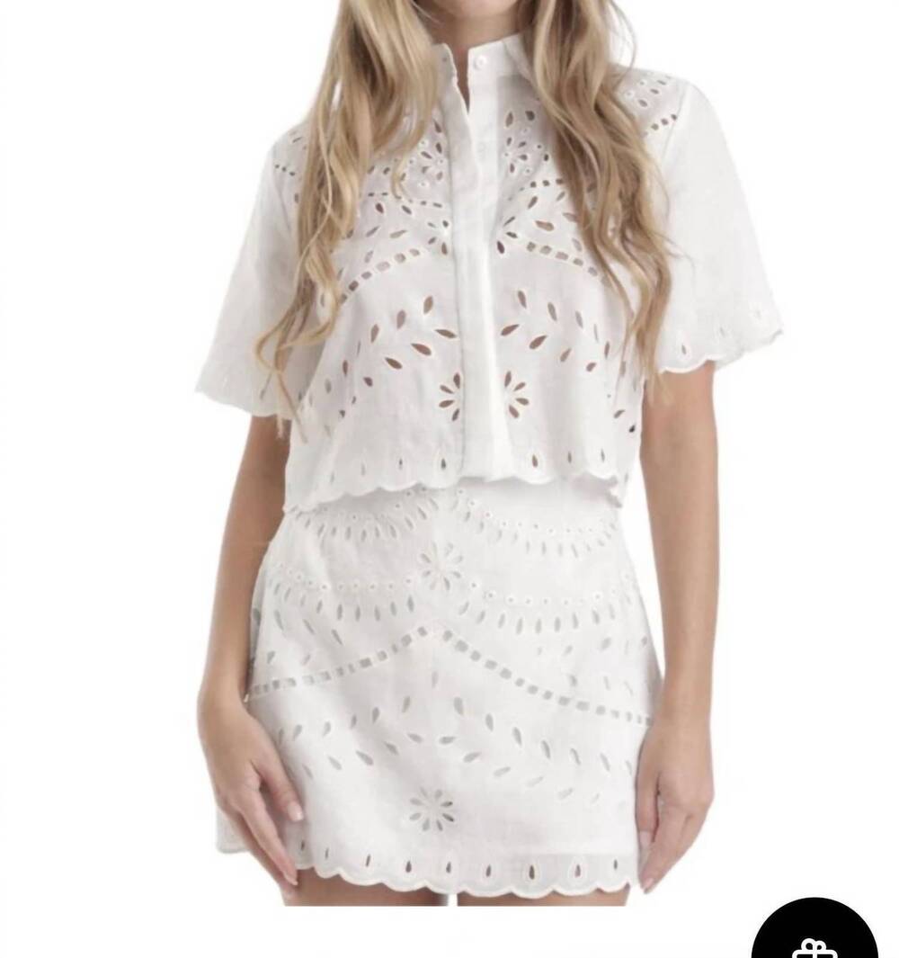 NEW KARINA GRIMALDI elin embroidered top in white